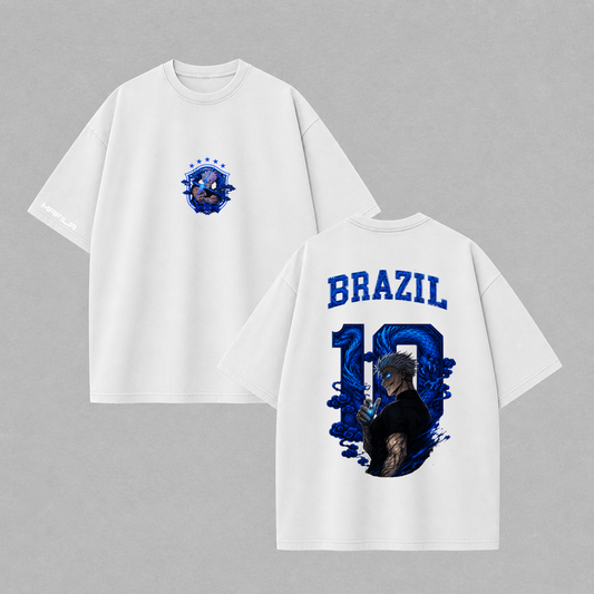 Camiseta satoro gojo Brazil 10 Oversized – Edição Anime Street
